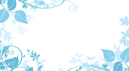 Simple background with minimalistic line art of leaves and dots in light blue and white color scheme, with a white border on the edges