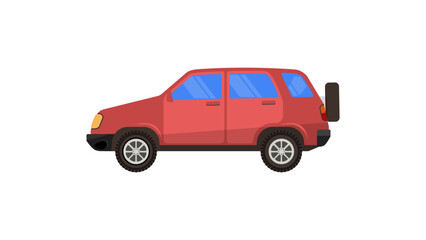 Red compact CUV isolated. Car CUV with side view. Vector flat style illustration