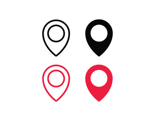 Printset of icons Location Pin, Map Pin, Place, Location, Address, location icon. Vector map pin, red pin on white background. location pin icon symbol sign.