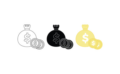Money bag vector icon. Dollar, money bag. Money bag flat illustration.