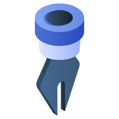 A flat isometric icon of ink pen tip