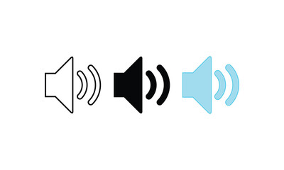 Volume line icon vector illustration set. Set of sound volume speaker audio icon symbol