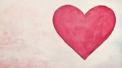 Fototapeta premium Romantic Red Heart on Textured Canvas Background for Valentine's Day Art and Holiday Decor