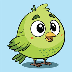 Little green bird cartoon illustration sticker