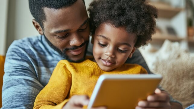 Father and Child Enjoying Tablet Time Together
