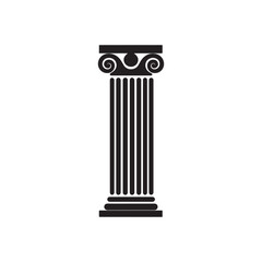 Flat Design Black Icon of Greek Column