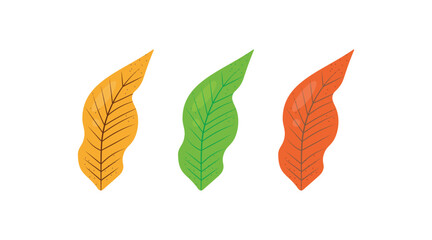 Tropical leaves silhouette collection for graphic design, nature, and summer concepts. tropical leaf Vector illustration. A set of silhouettes of autumn leaves in warm colors.