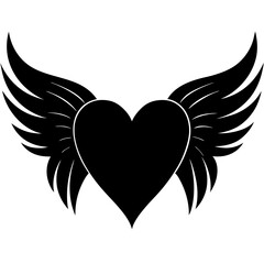 heart with wings Silhouette Heart Icon - Vector Illustration, Love Symbol, Heart Shape Graphic