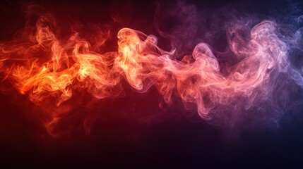 Fototapeta premium Abstract red and purple smoke swirls on dark background.