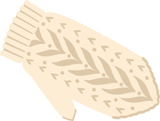 Warm knitted mitten featuring a delicate leaf pattern, providing comfort and style during cold winter days, perfect for keeping hands warm and protected from the elements