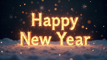 Happy New Year Celebration with Glowing Letters. Concept of Holiday, New Beginnings, and Festivities.