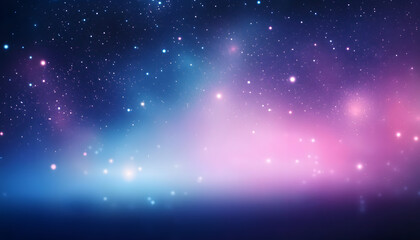 Fototapeta premium Un fondo abstracto en tonos de azul, morado y rosa, imitando una nebulosa en el espacio profundo. Pequeños destellos de estrellas y luces difusas dan un aspecto etéreo y misterioso