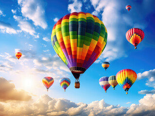 Fototapeta premium Colorful Hot Air Balloons Soaring Skyward Adventure