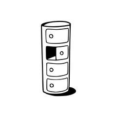 a line art drawing of a cupboard drawer illustration