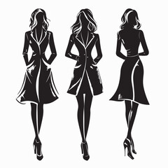 Winter Coat Fashion Trends One Woman Logo design Vector isolated on white background