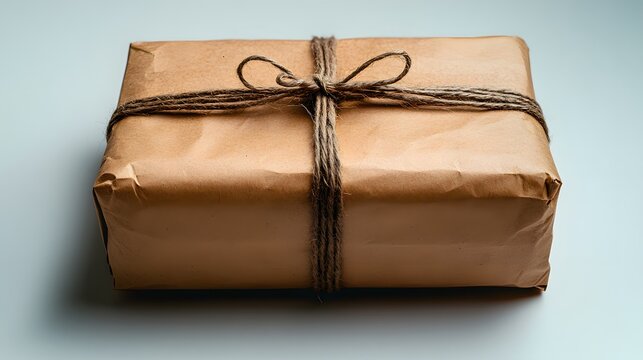 Delivery Parcel Wrapped in Brown Paper