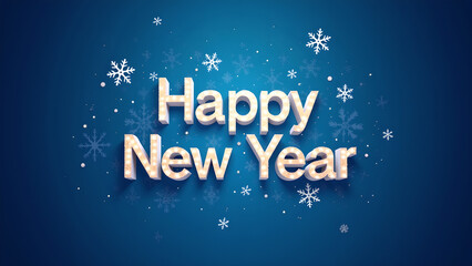 Happy New Year greeting with snowflakes. Concept of celebration, holiday, and new beginnings.