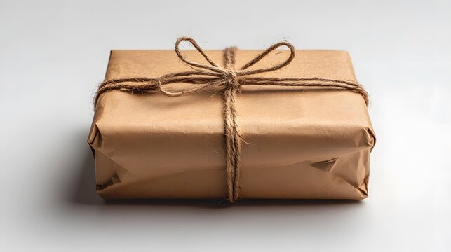 Delivery Parcel Wrapped in Brown Paper