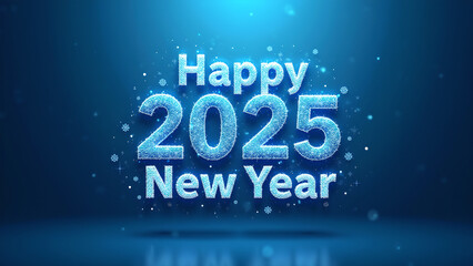 Happy New Year 2025, glitter text effect. Concept of celebration, holiday, and beginning.