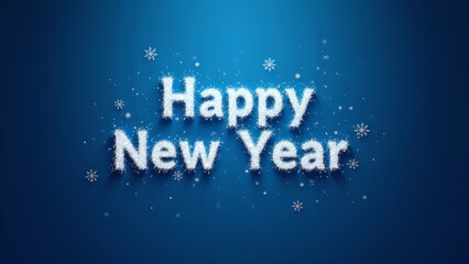 Happy New Year text with snowflakes. Concept of celebration, new beginnings, and winter holidays.