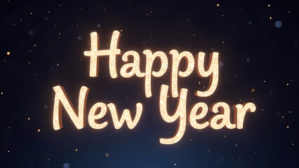 Happy New Year text animation. Concept of celebration, new beginning, and holiday.