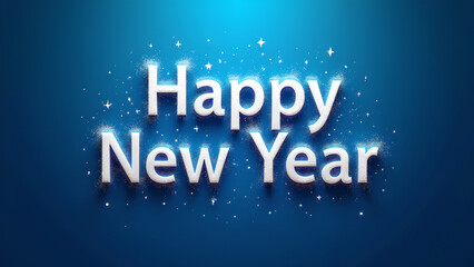 Happy New Year text with sparkling glitter. Concept of celebration, new beginning, and holiday.