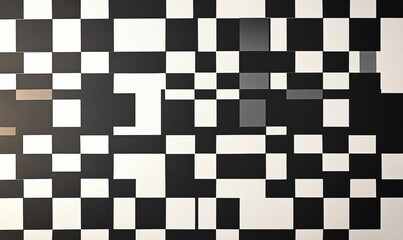 Fototapeta premium Abstract black and white square pattern, slightly offset.
