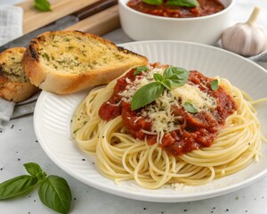 spaghetti Classic Italian Pasta with Tomato Sauce and Basil