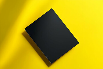 Fototapeta premium Black Sticker Mockup Set on Bright Yellow Background