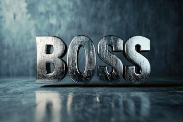 Text "BOSS" , 3d rendering , mockup photoshop & style photo shop