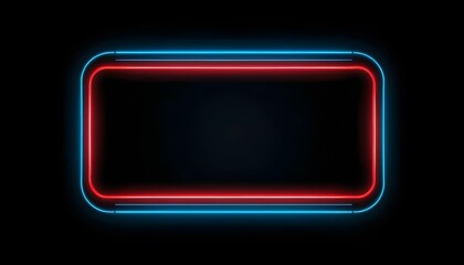 Futuristic Neon Frame with Digital Circuit Design in Blue and Red Glow 