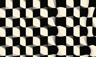 Curved checkered pattern, black and off-white.