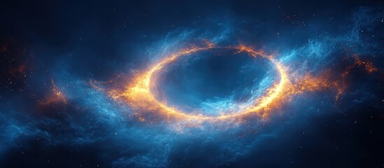Obraz premium Fiery cosmic ring nebula in deep space.
