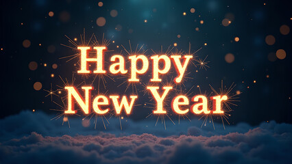 Happy New Year Celebration with Sparkle Text Effect. Concept of beginning, celebration, and happiness.