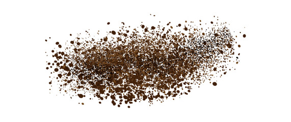 Coffee powder. Flying coffee powder isolated on white background. Coffee, cocoa or chocolate speckles. . Vector illustration