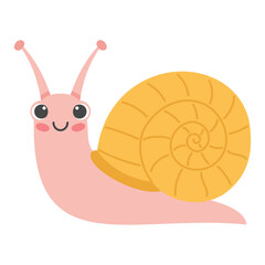 Cute Hand Drawn Snail on White Background
