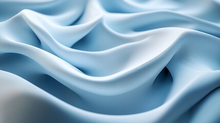 Obraz premium Smooth, flowing light blue fabric with elegant waves and folds.