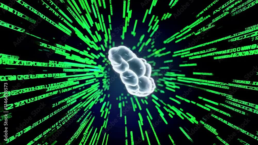 Fototapete digital cloud with data streams illustrating technology and information transfer in a futuristic env