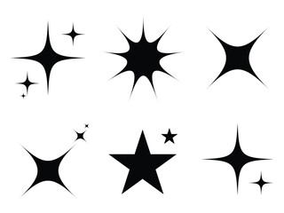 Twinkle star icon. Shine or sparkle vector set in black color on white background.  Abstract cool shine effect sign vector design. Vector illustration.