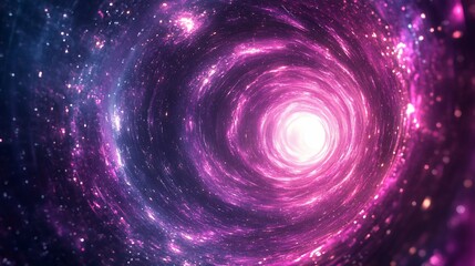 Obraz premium Glowing purple and pink spiral galaxy tunnel.