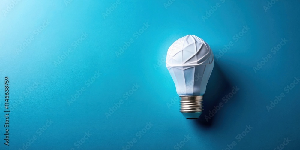 Aufkleber a singular white lightbulb with a geometric pattern sits on a vibrant blue background, representing 