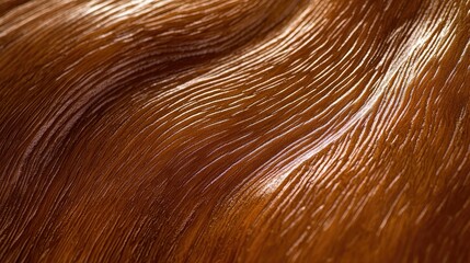 Fototapeta premium Close-up of rich, dark brown wood grain with a wavy texture.
