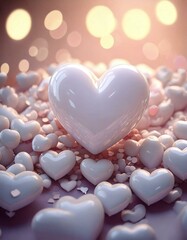 Obraz premium Poste hearts, in pink shades, glossy. Look like 3d. Symbol of love. Be my Valentine. Love, design, flyer, poster, decor, banner, web, advertising.