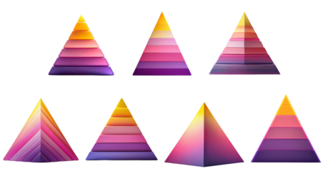 Vibrant gradient pyramids showcasing colorful geometric design elements.