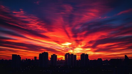 Fototapeta premium fiery cityscape sunset