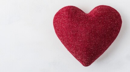 Obraz premium Red velvet heart on white background.