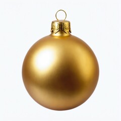 gold Christmas ornament ball with a reflective surface and gold cap