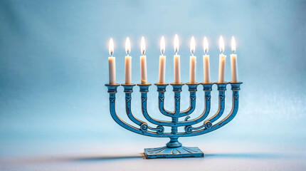 Fototapeta premium Religion image of jewish holiday Hanukkah background with menorah (traditional candelabra) and candles