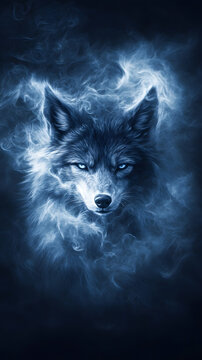 Fenrir the mythological monster wolve illustration, monster of the nordic mythology