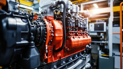 Fototapeta premium A diesel engine undergoing routine maintenance to ensure long-term performance.